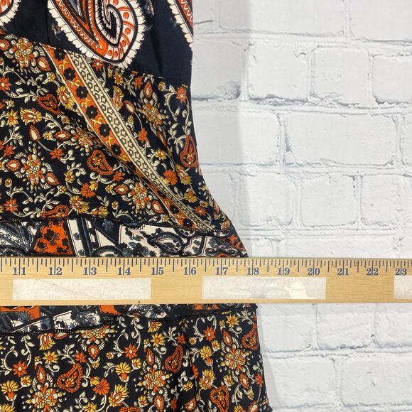 Coline Dress Women L/XL Brown Below Knee Floral Patchwork Bohemian Prairie Beach - Picture 7 of 15